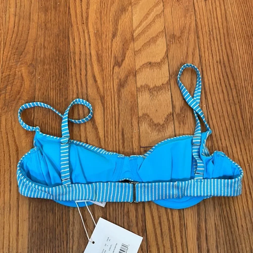 Andie x Mindy The Bermuda bikini top stripe splash Blue‎ gold size small NWT